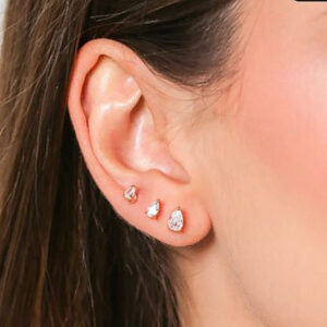 Trio Brincos Gotinhas Banho Ouro 18k