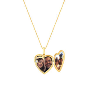 Colar Relicário Coração Escovado B. Ouro 18k