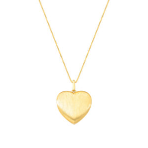 Colar Relicário Coração Escovado B. Ouro 18k