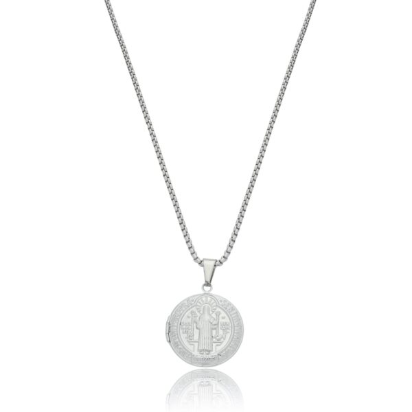 Colar Relicário São Bento Masculino Aço