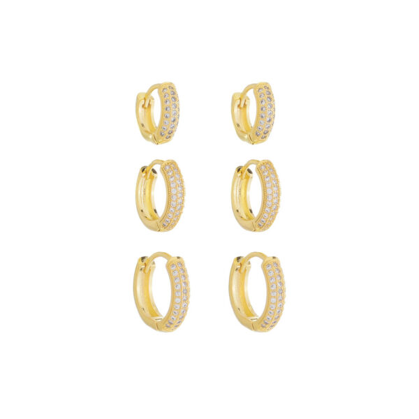 Trio Brincos Argola Banho Ouro 18k