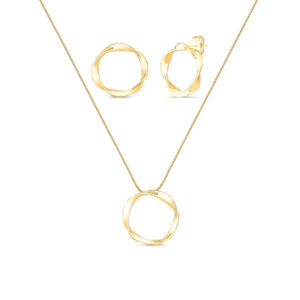 Conjunto Círculo Orgânico Banho Ouro 18k