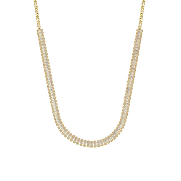 Choker Riviera Zircônias Baguete Banho Ouro 18k