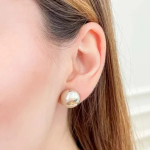 Brinco Meia Bola Lisa Banho Ouro 18