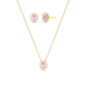 Conjunto Oval Cristal Rosa